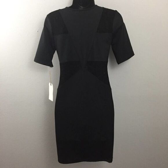 Leith Sexy Little Black Dress with Lace Panel Cutouts - Picture 3 of 9